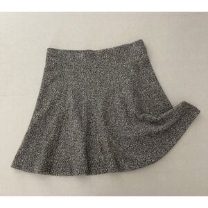 Loft Outlet Marled Circle Skater Skirt Knee Length Sz M Soft Fuzzy Black White